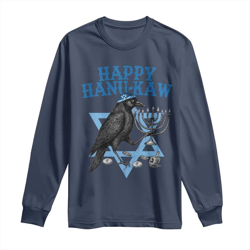Funny Hanukkah Crow Long Sleeve Shirt Happy Hanukaw Jewish Holiday Chanukah Menorah - Wonder Print Shop
