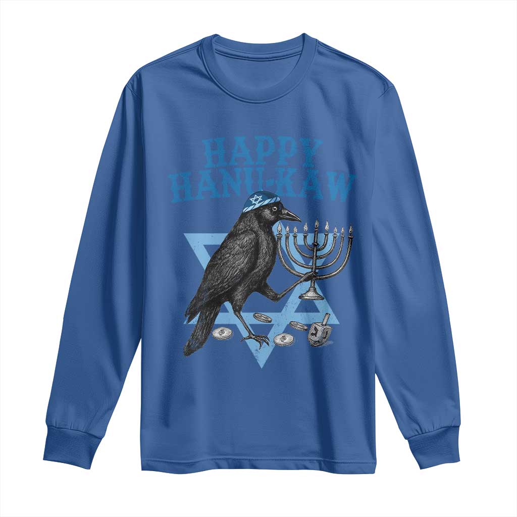 Funny Hanukkah Crow Long Sleeve Shirt Happy Hanukaw Jewish Holiday Chanukah Menorah - Wonder Print Shop