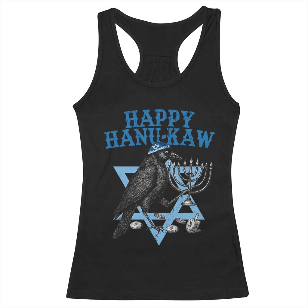Funny Hanukkah Crow Racerback Tank Top Happy Hanukaw Jewish Holiday Chanukah Menorah - Wonder Print Shop