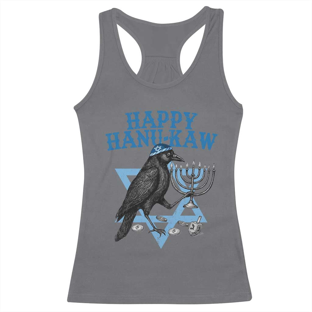 Funny Hanukkah Crow Racerback Tank Top Happy Hanukaw Jewish Holiday Chanukah Menorah - Wonder Print Shop