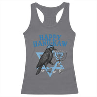 Funny Hanukkah Crow Racerback Tank Top Happy Hanukaw Jewish Holiday Chanukah Menorah - Wonder Print Shop