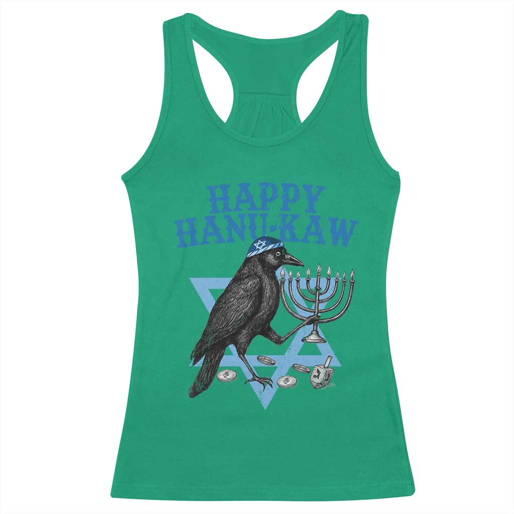 Funny Hanukkah Crow Racerback Tank Top Happy Hanukaw Jewish Holiday Chanukah Menorah - Wonder Print Shop