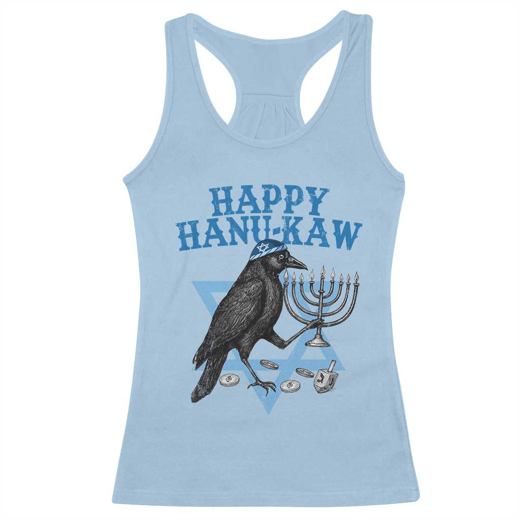 Funny Hanukkah Crow Racerback Tank Top Happy Hanukaw Jewish Holiday Chanukah Menorah - Wonder Print Shop