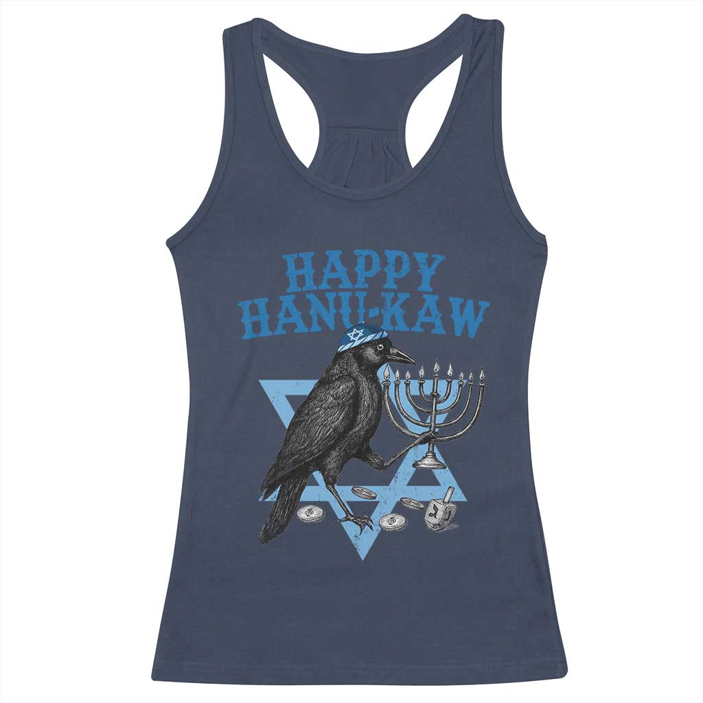Funny Hanukkah Crow Racerback Tank Top Happy Hanukaw Jewish Holiday Chanukah Menorah - Wonder Print Shop
