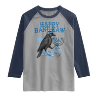 Funny Hanukkah Crow Raglan Shirt Happy Hanukaw Jewish Holiday Chanukah Menorah - Wonder Print Shop