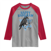 Funny Hanukkah Crow Raglan Shirt Happy Hanukaw Jewish Holiday Chanukah Menorah - Wonder Print Shop