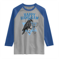 Funny Hanukkah Crow Raglan Shirt Happy Hanukaw Jewish Holiday Chanukah Menorah - Wonder Print Shop