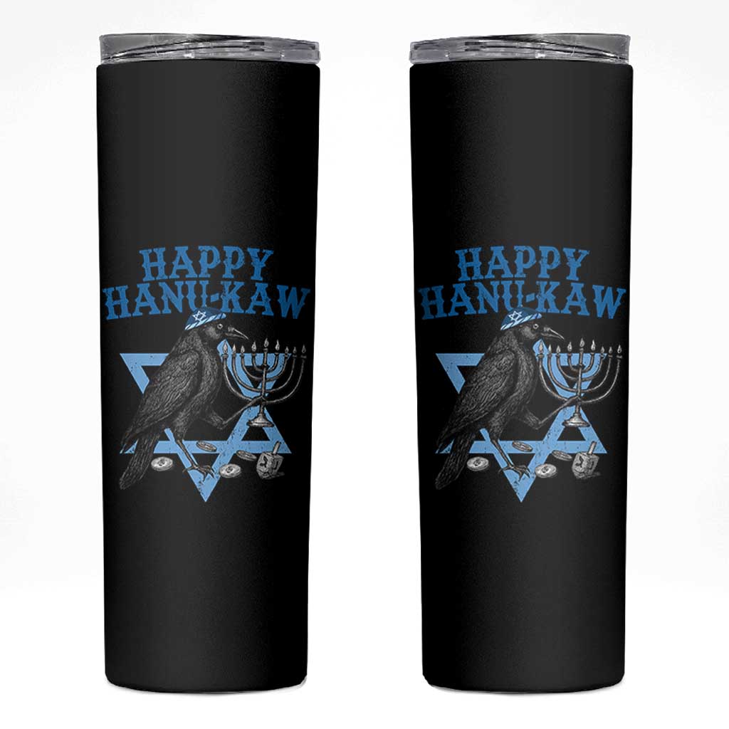 Funny Hanukkah Crow Skinny Tumbler Happy Hanukaw Jewish Holiday Chanukah Menorah - Wonder Print Shop