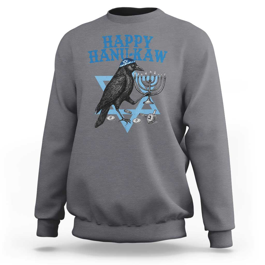 Funny Hanukkah Crow Sweatshirt Happy Hanukaw Jewish Holiday Chanukah Menorah - Wonder Print Shop