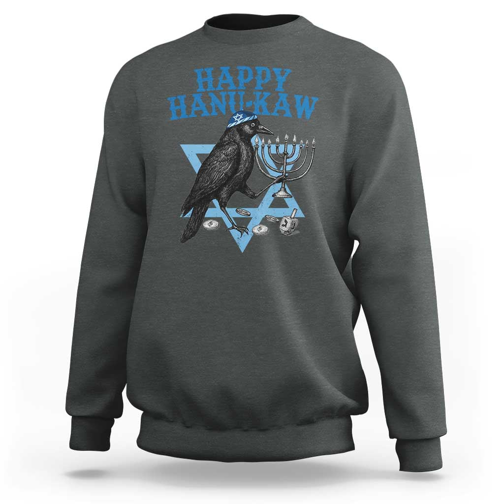 Funny Hanukkah Crow Sweatshirt Happy Hanukaw Jewish Holiday Chanukah Menorah - Wonder Print Shop