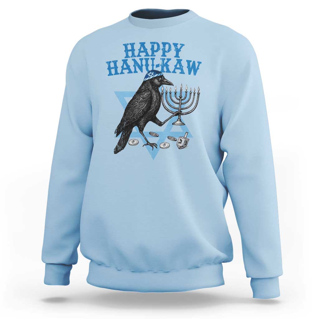 Funny Hanukkah Crow Sweatshirt Happy Hanukaw Jewish Holiday Chanukah Menorah - Wonder Print Shop