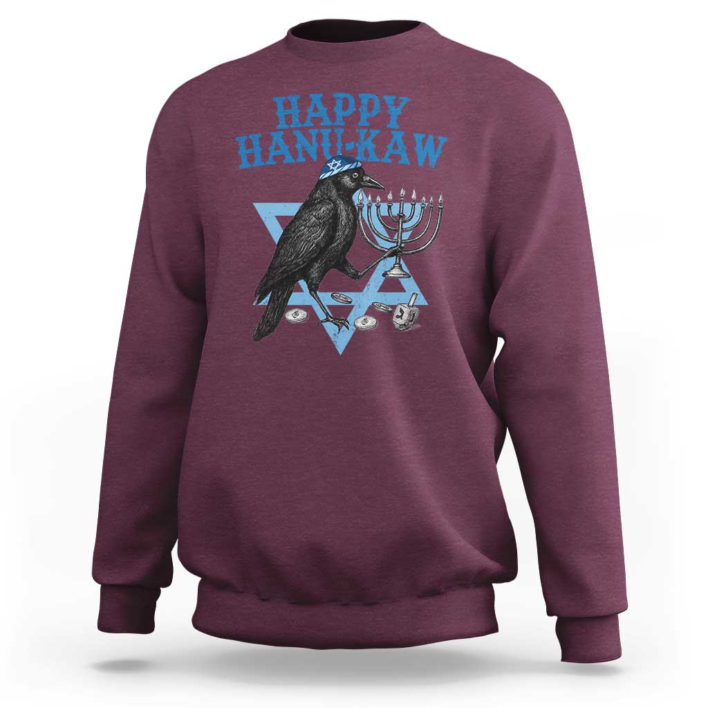 Funny Hanukkah Crow Sweatshirt Happy Hanukaw Jewish Holiday Chanukah Menorah - Wonder Print Shop