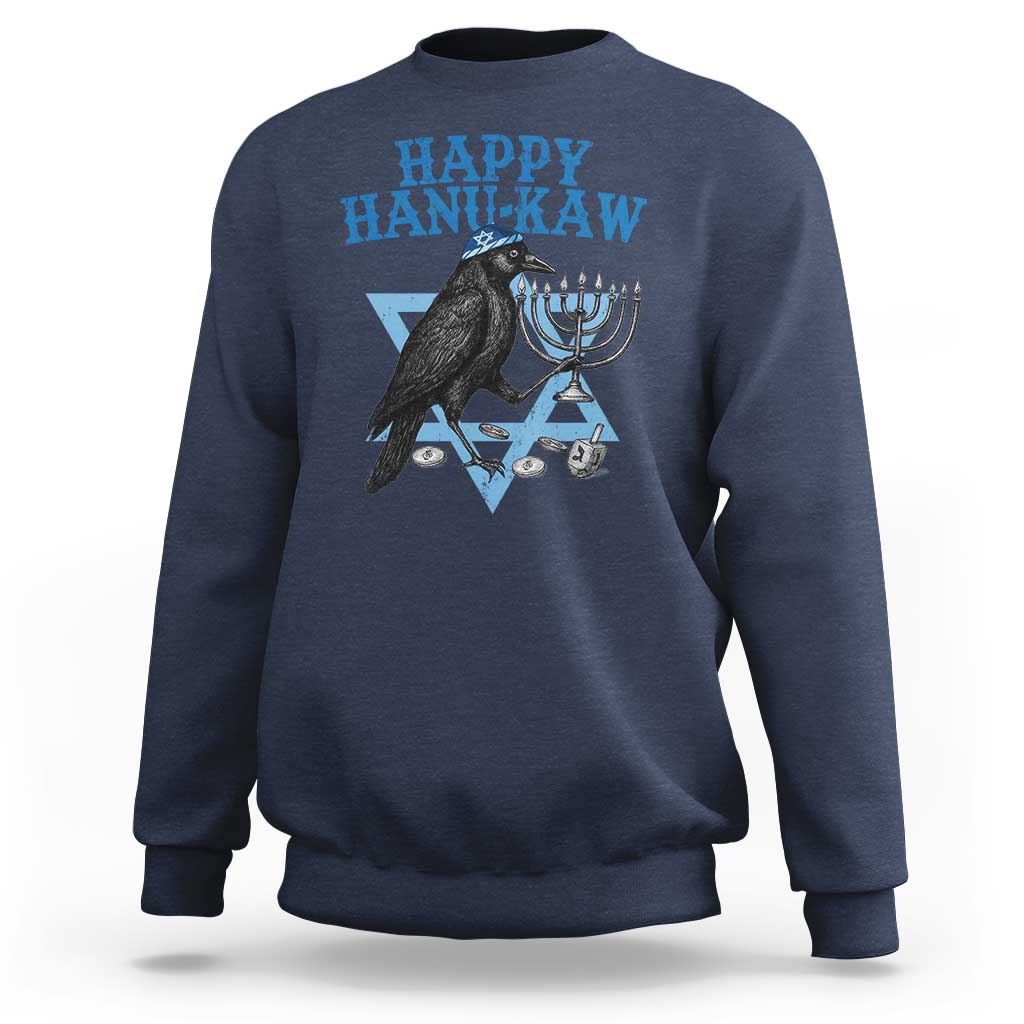 Funny Hanukkah Crow Sweatshirt Happy Hanukaw Jewish Holiday Chanukah Menorah - Wonder Print Shop