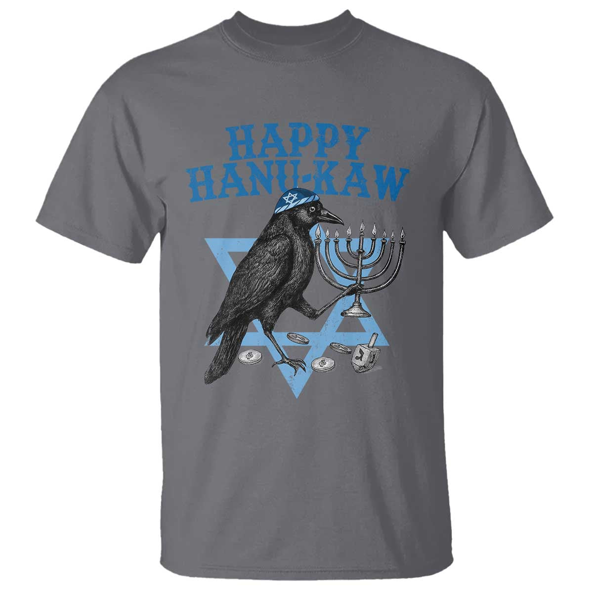 Funny Hanukkah Crow T Shirt Happy Hanukaw Jewish Holiday Chanukah Menorah - Wonder Print Shop