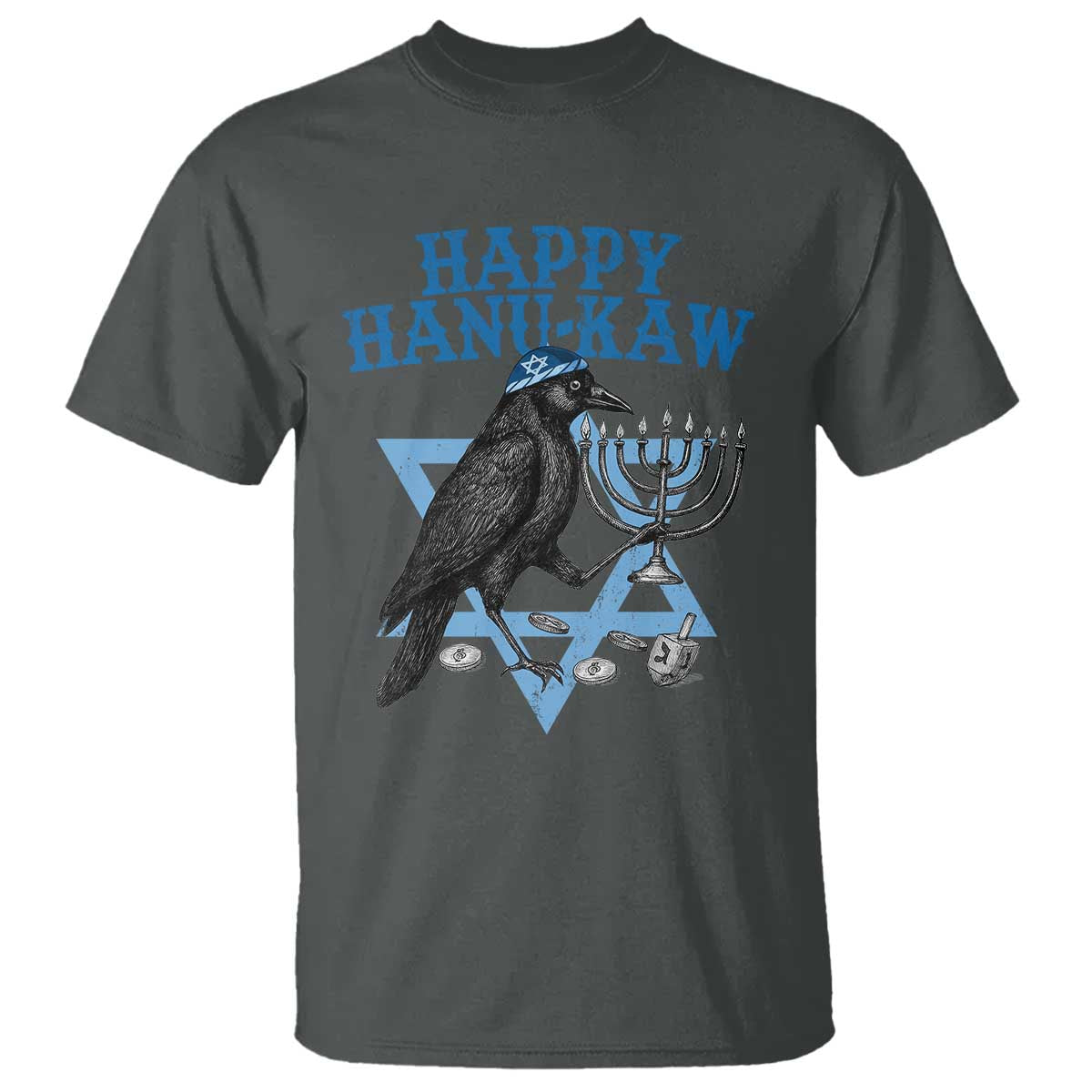 Funny Hanukkah Crow T Shirt Happy Hanukaw Jewish Holiday Chanukah Menorah - Wonder Print Shop