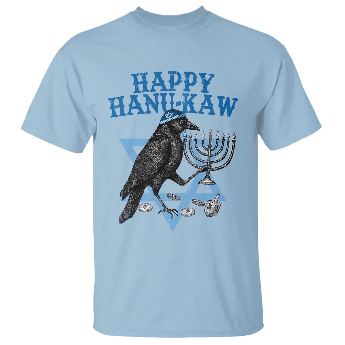 Funny Hanukkah Crow T Shirt Happy Hanukaw Jewish Holiday Chanukah Menorah - Wonder Print Shop