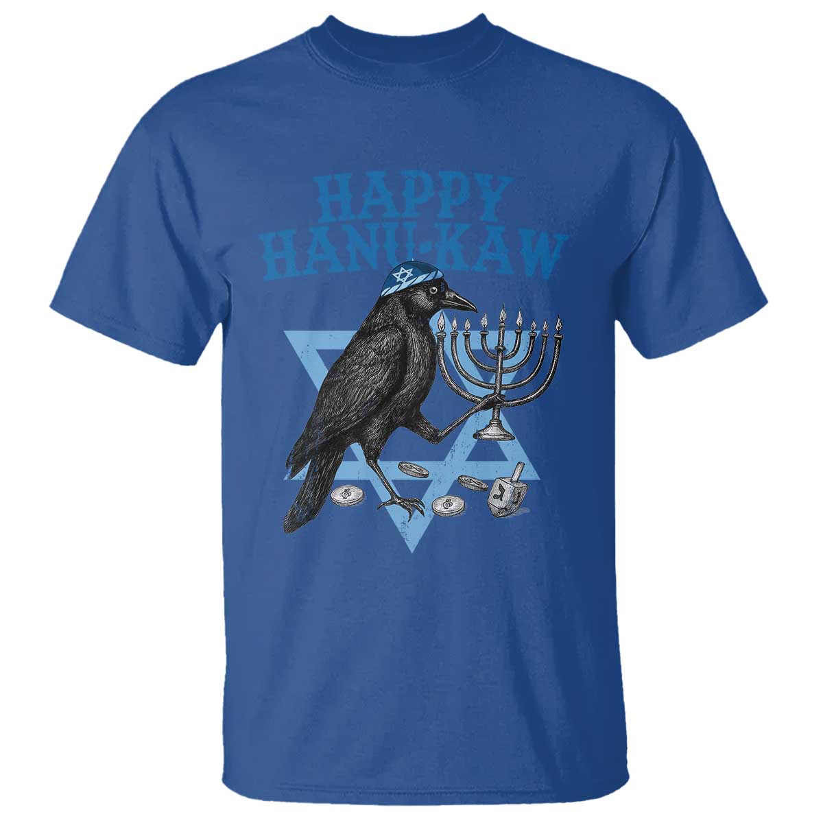 Funny Hanukkah Crow T Shirt Happy Hanukaw Jewish Holiday Chanukah Menorah - Wonder Print Shop