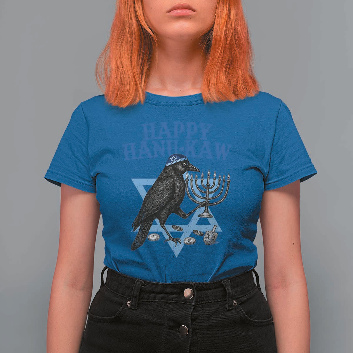 Funny Hanukkah Crow T Shirt For Women Happy Hanukaw Jewish Holiday Chanukah Menorah - Wonder Print Shop