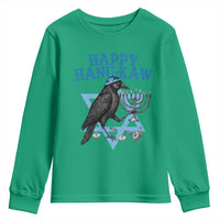 Funny Hanukkah Crow Youth Sweatshirt Happy Hanukaw Jewish Holiday Chanukah Menorah - Wonder Print Shop