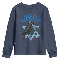 Funny Hanukkah Crow Youth Sweatshirt Happy Hanukaw Jewish Holiday Chanukah Menorah - Wonder Print Shop
