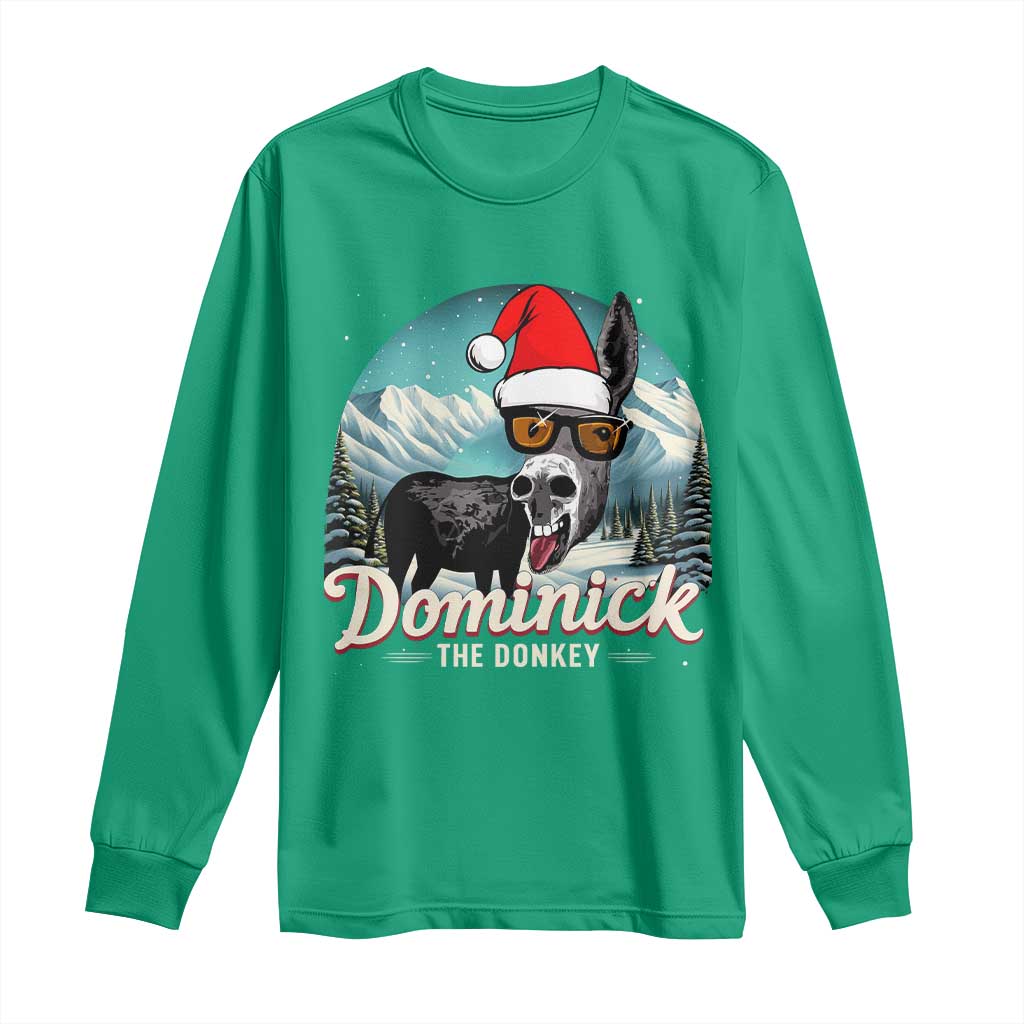 Christmas Italian Donkey Long Sleeve Shirt Funny Domick The Donkey Holiday Xmas - Wonder Print Shop