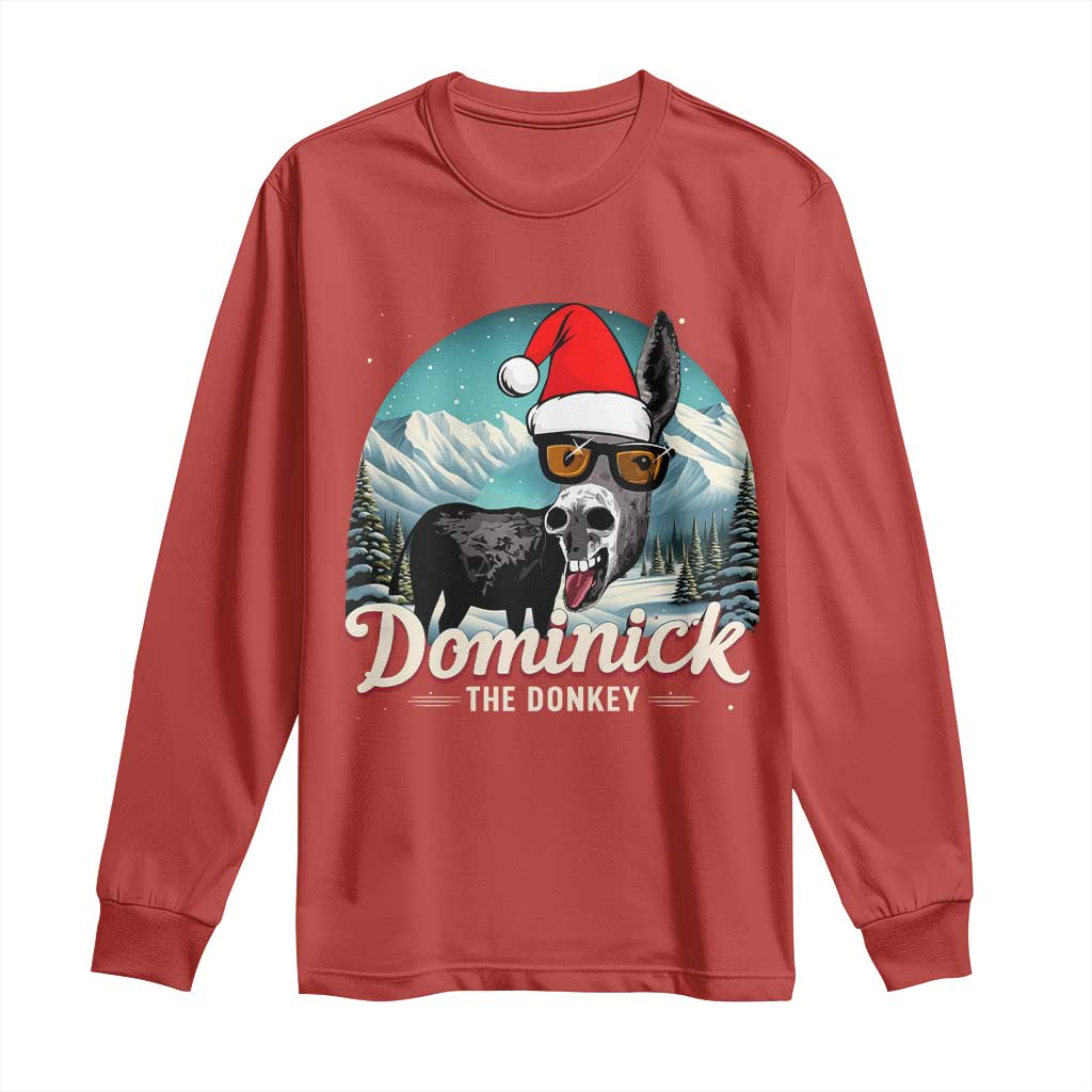 Christmas Italian Donkey Long Sleeve Shirt Funny Domick The Donkey Holiday Xmas - Wonder Print Shop