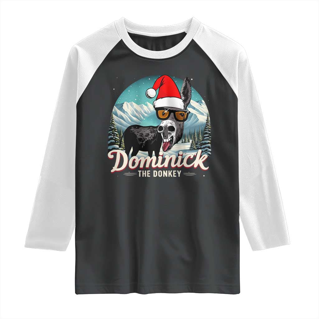 Christmas Italian Donkey Raglan Shirt Funny Domick The Donkey Holiday Xmas - Wonder Print Shop