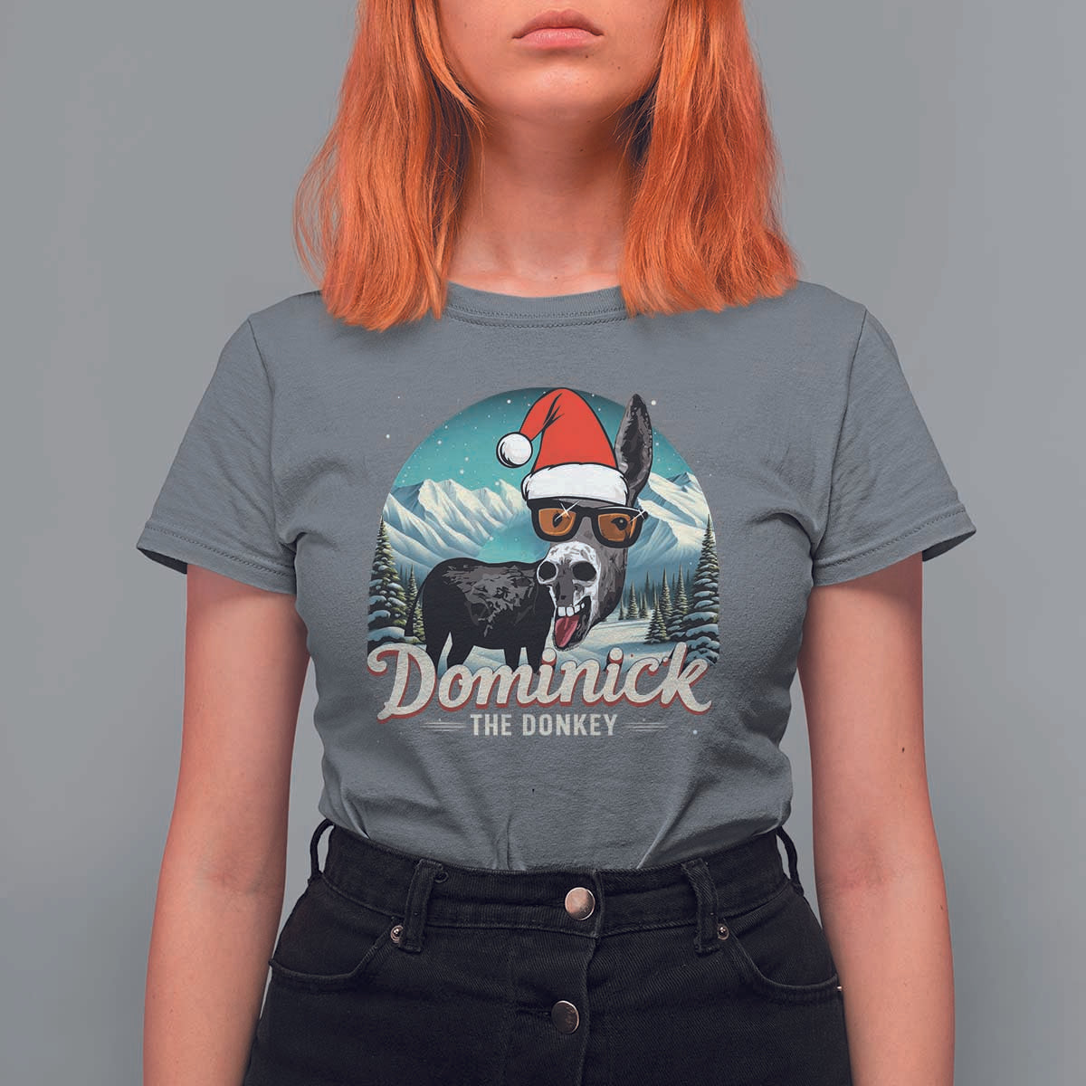 Christmas Italian Donkey T Shirt For Women Funny Domick The Donkey Holiday Xmas - Wonder Print Shop