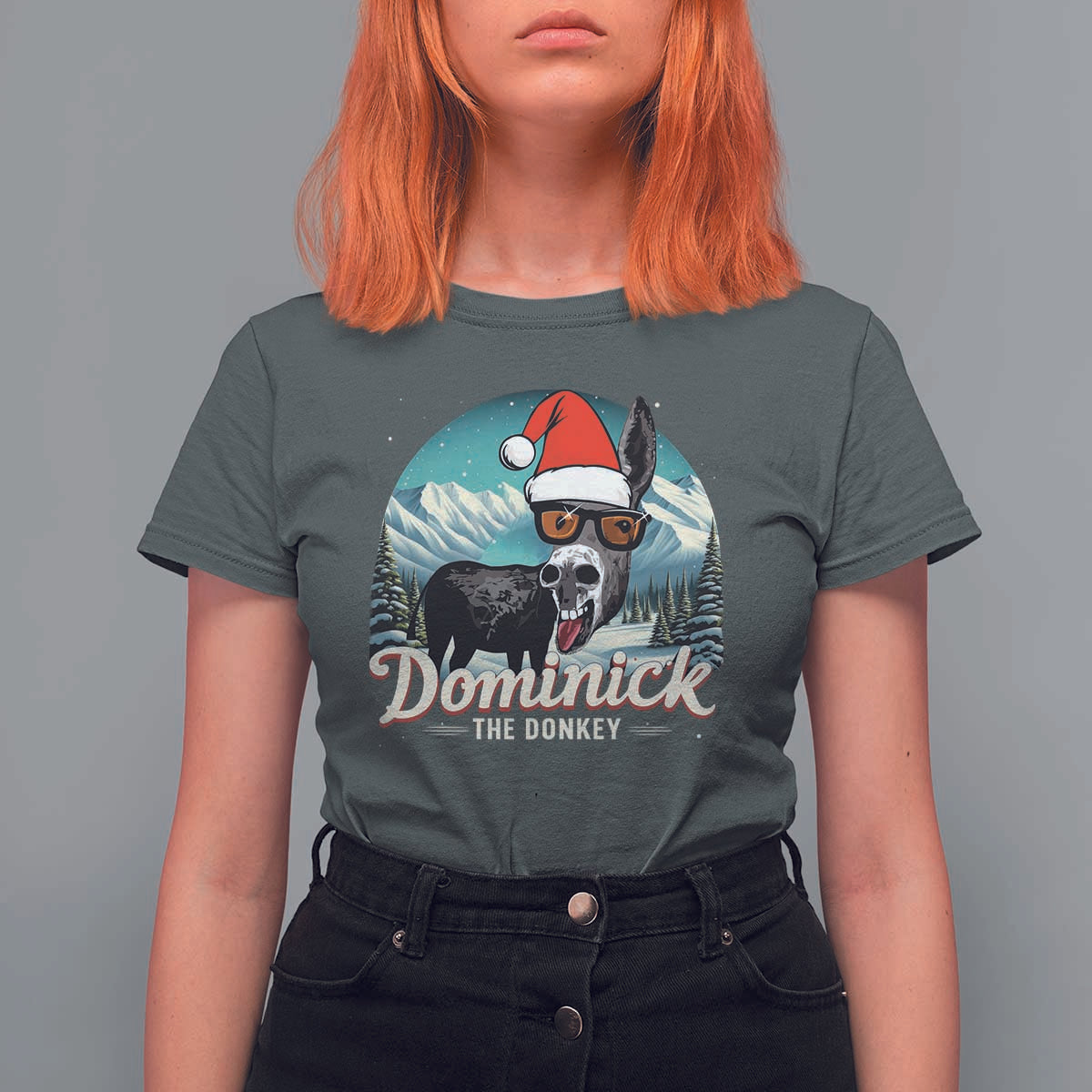 Christmas Italian Donkey T Shirt For Women Funny Domick The Donkey Holiday Xmas - Wonder Print Shop