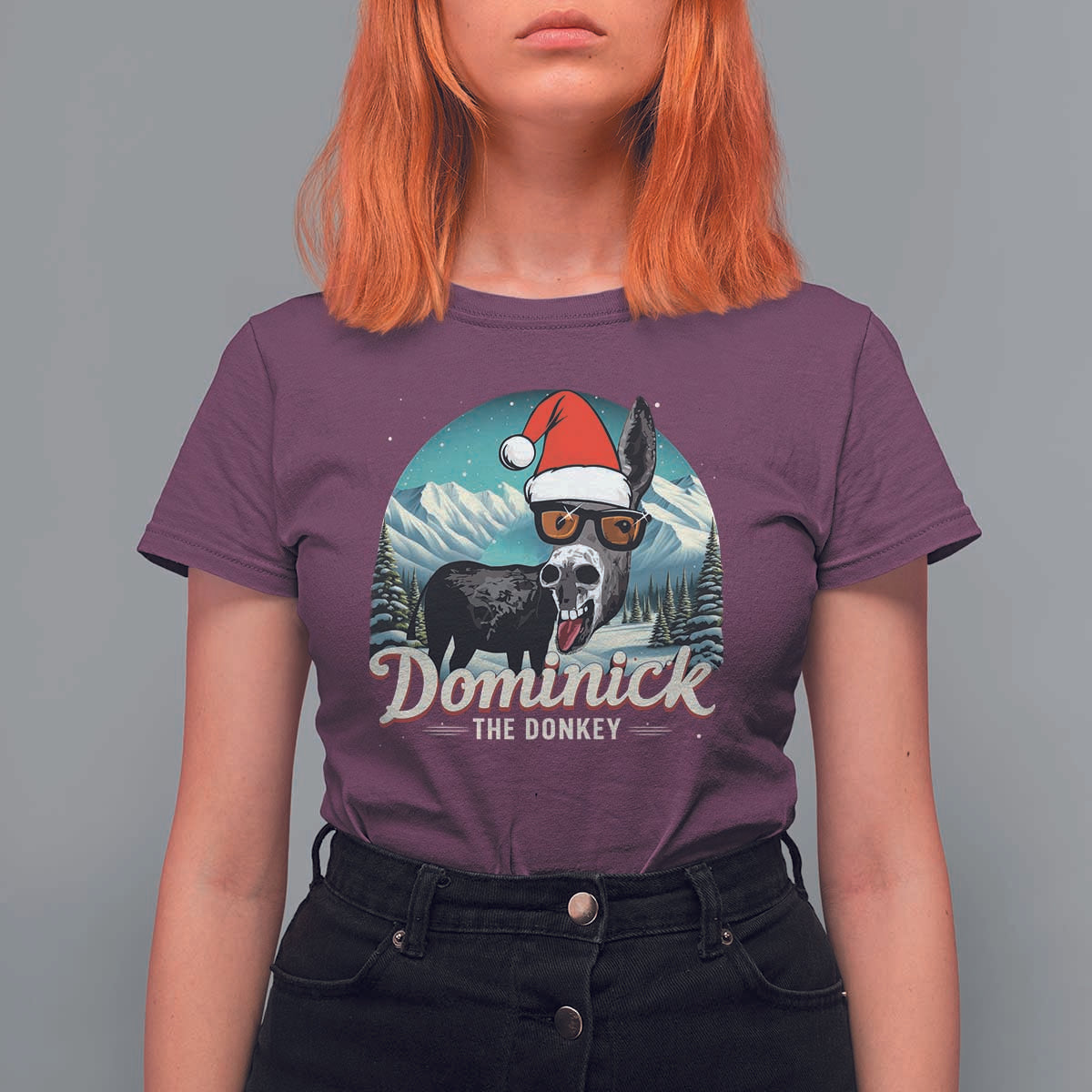 Christmas Italian Donkey T Shirt For Women Funny Domick The Donkey Holiday Xmas - Wonder Print Shop