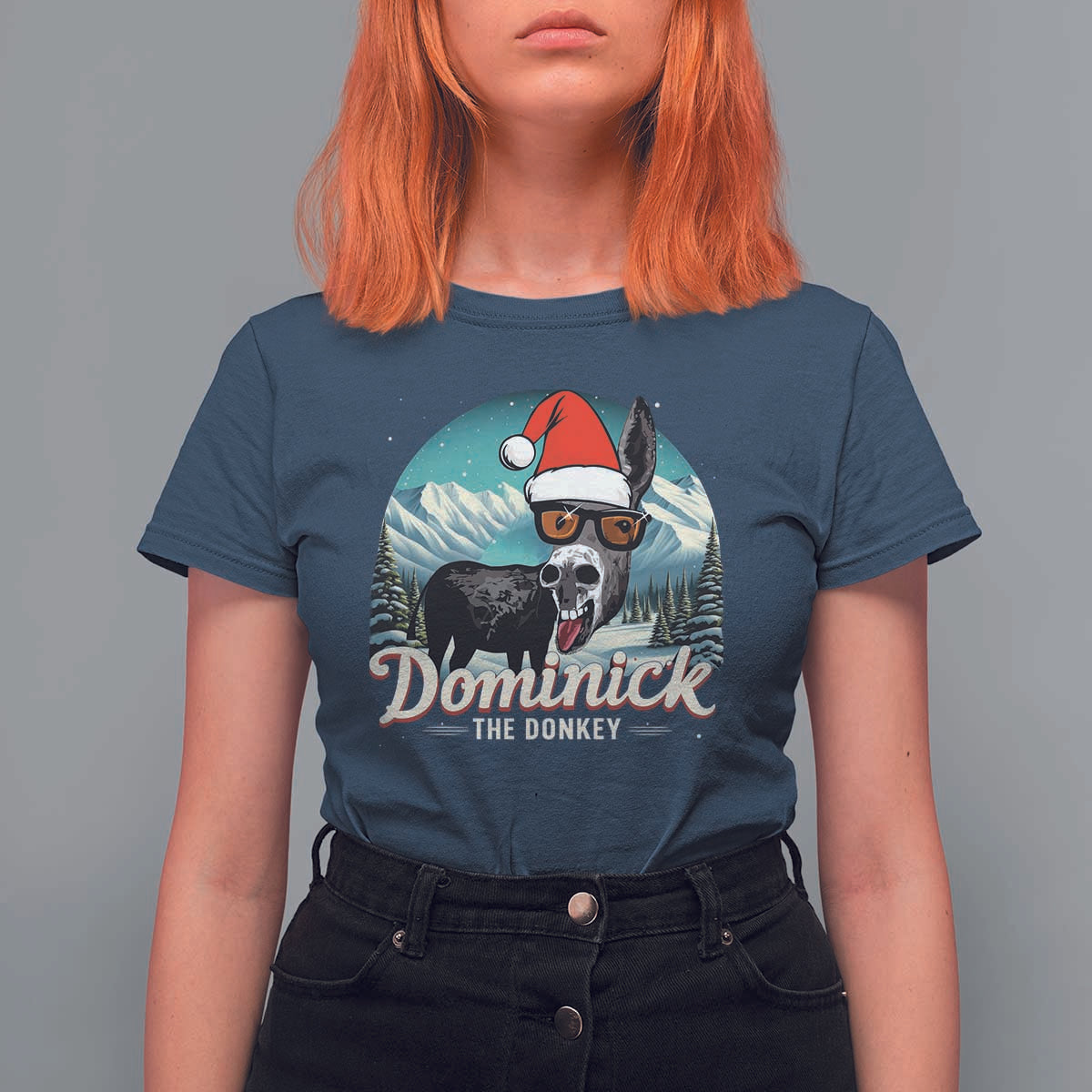 Christmas Italian Donkey T Shirt For Women Funny Domick The Donkey Holiday Xmas - Wonder Print Shop