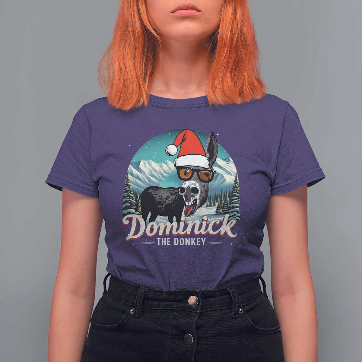 Christmas Italian Donkey T Shirt For Women Funny Domick The Donkey Holiday Xmas - Wonder Print Shop