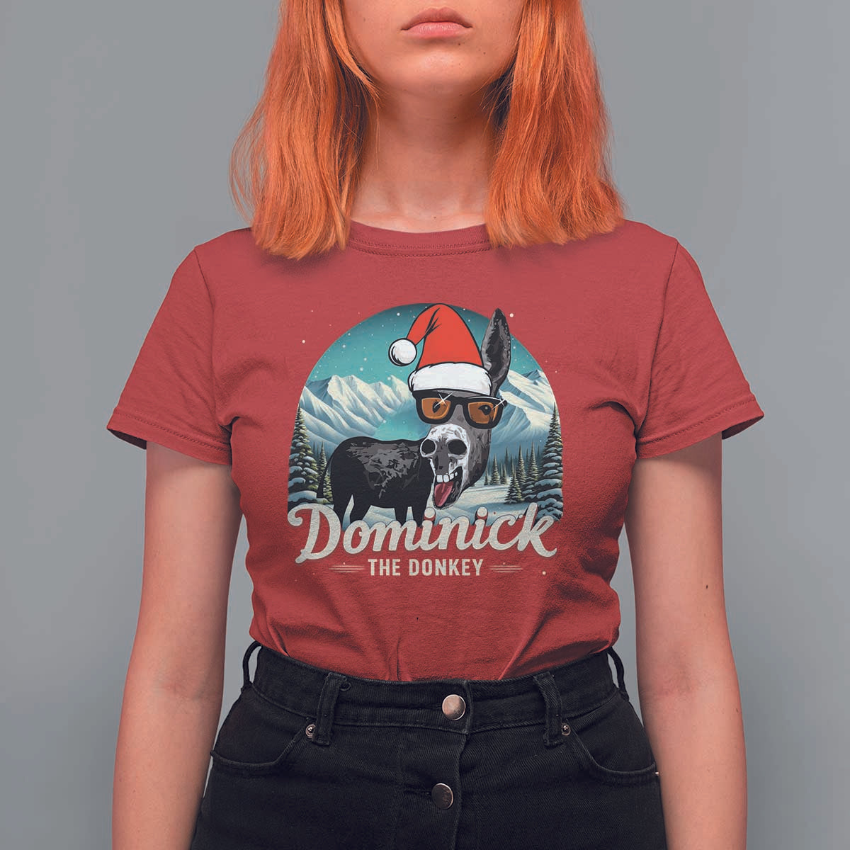 Christmas Italian Donkey T Shirt For Women Funny Domick The Donkey Holiday Xmas - Wonder Print Shop