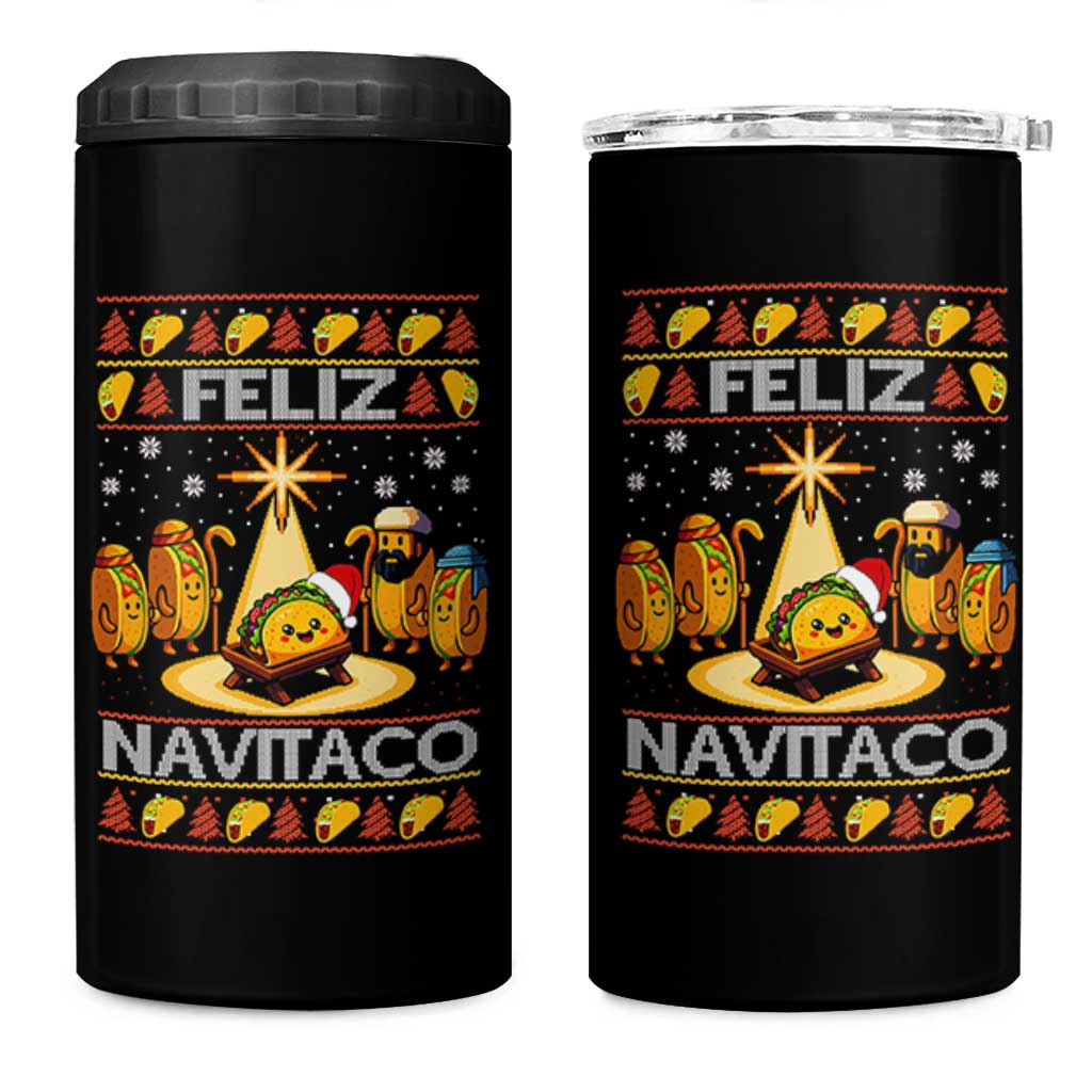 Funny Tacos Christmas Nativity Scene 4 in 1 Can Cooler Tumbler Feliz Navitaco Mexican Food - Wonder Print Shop