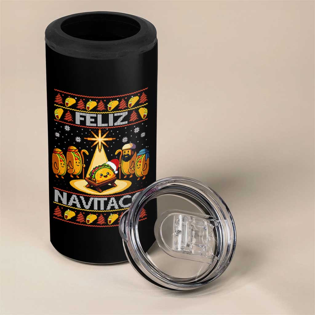 Funny Tacos Christmas Nativity Scene 4 in 1 Can Cooler Tumbler Feliz Navitaco Mexican Food - Wonder Print Shop