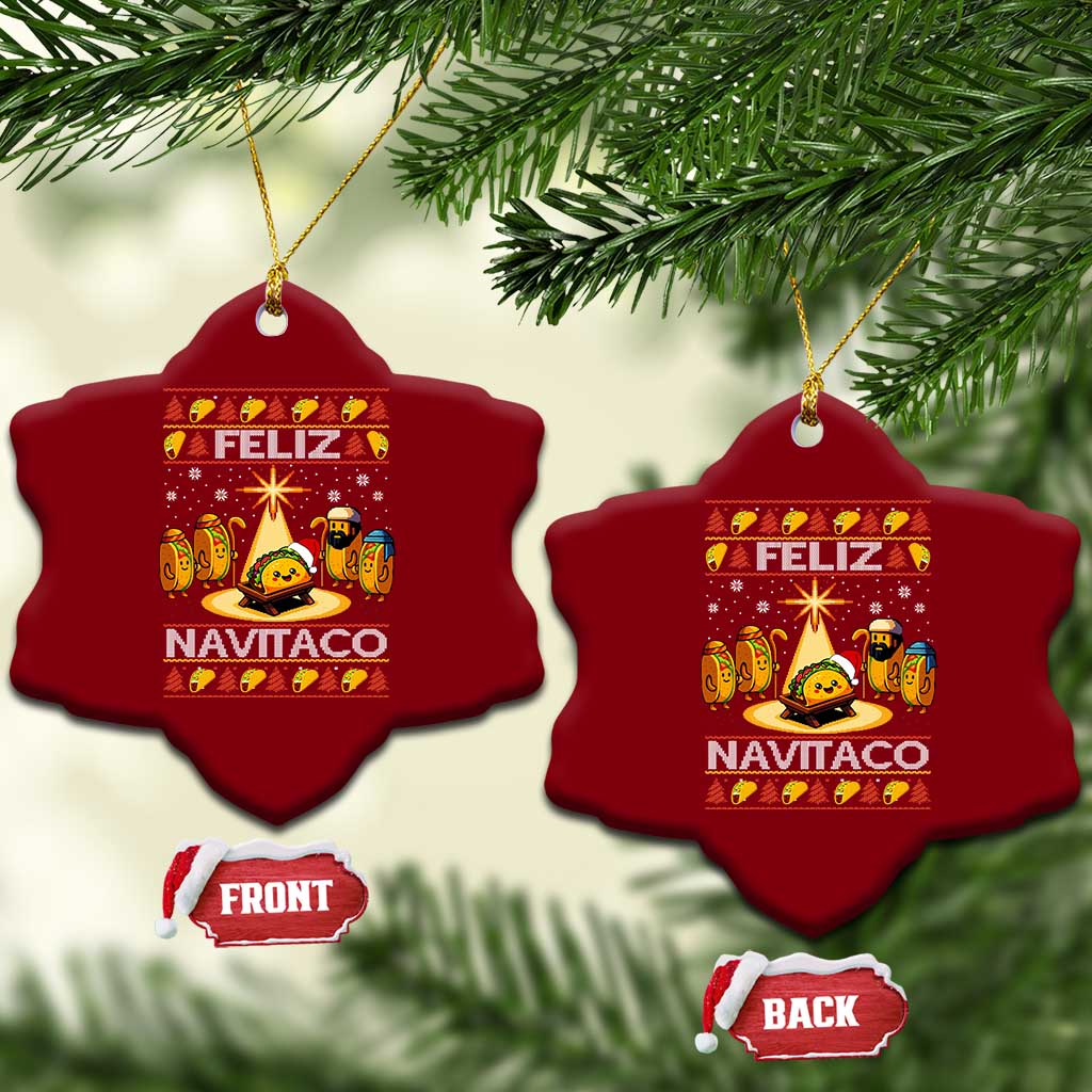 Funny Tacos Christmas Nativity Scene Ceramic Ornament Feliz Navitaco Mexican Food - Wonder Print Shop