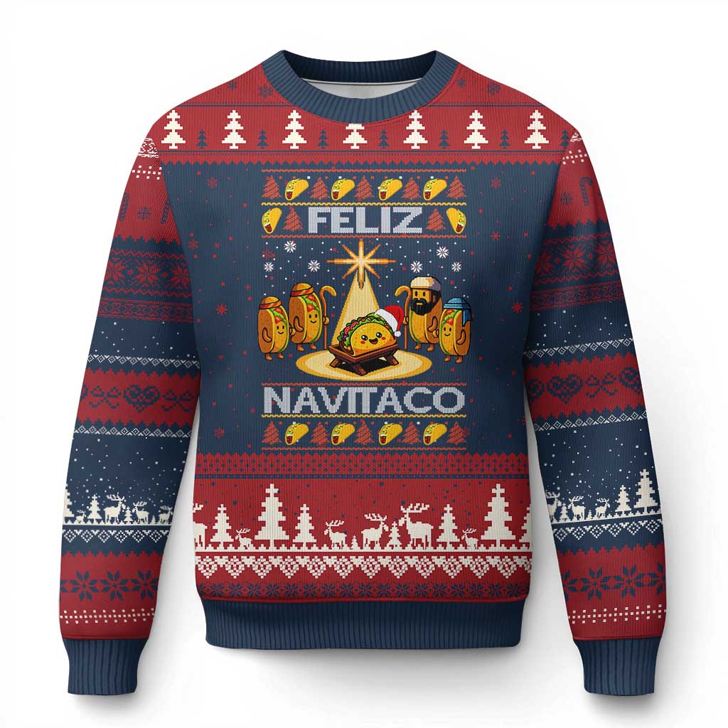Funny Tacos Xmas Nativity Scene Ugly Christmas Sweater Feliz Navitaco Mexican Food - Wonder Print Shop