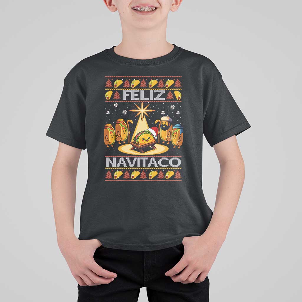 Funny Tacos Christmas Nativity Scene T Shirt For Kid Feliz Navitaco Mexican Food - Wonder Print Shop