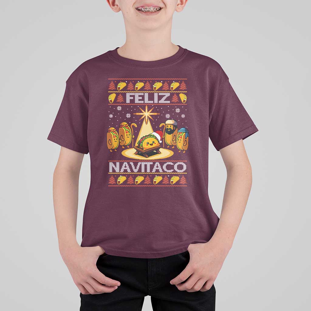 Funny Tacos Christmas Nativity Scene T Shirt For Kid Feliz Navitaco Mexican Food - Wonder Print Shop
