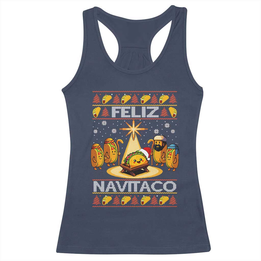 Funny Tacos Christmas Nativity Scene Racerback Tank Top Feliz Navitaco Mexican Food - Wonder Print Shop