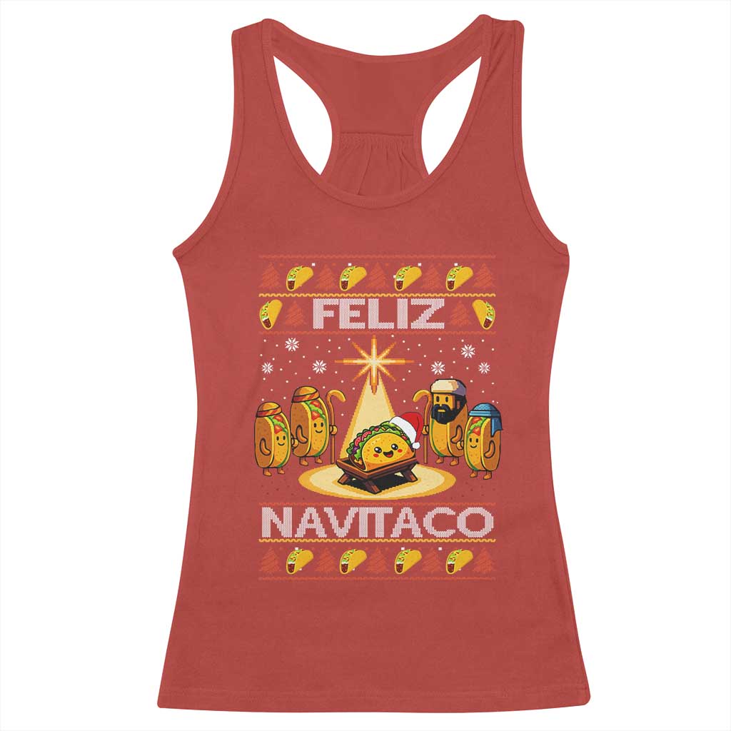 Funny Tacos Christmas Nativity Scene Racerback Tank Top Feliz Navitaco Mexican Food - Wonder Print Shop