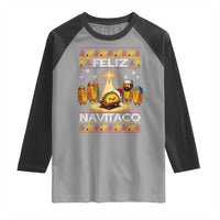 Funny Tacos Christmas Nativity Scene Raglan Shirt Feliz Navitaco Mexican Food - Wonder Print Shop