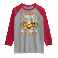 Funny Tacos Christmas Nativity Scene Raglan Shirt Feliz Navitaco Mexican Food - Wonder Print Shop