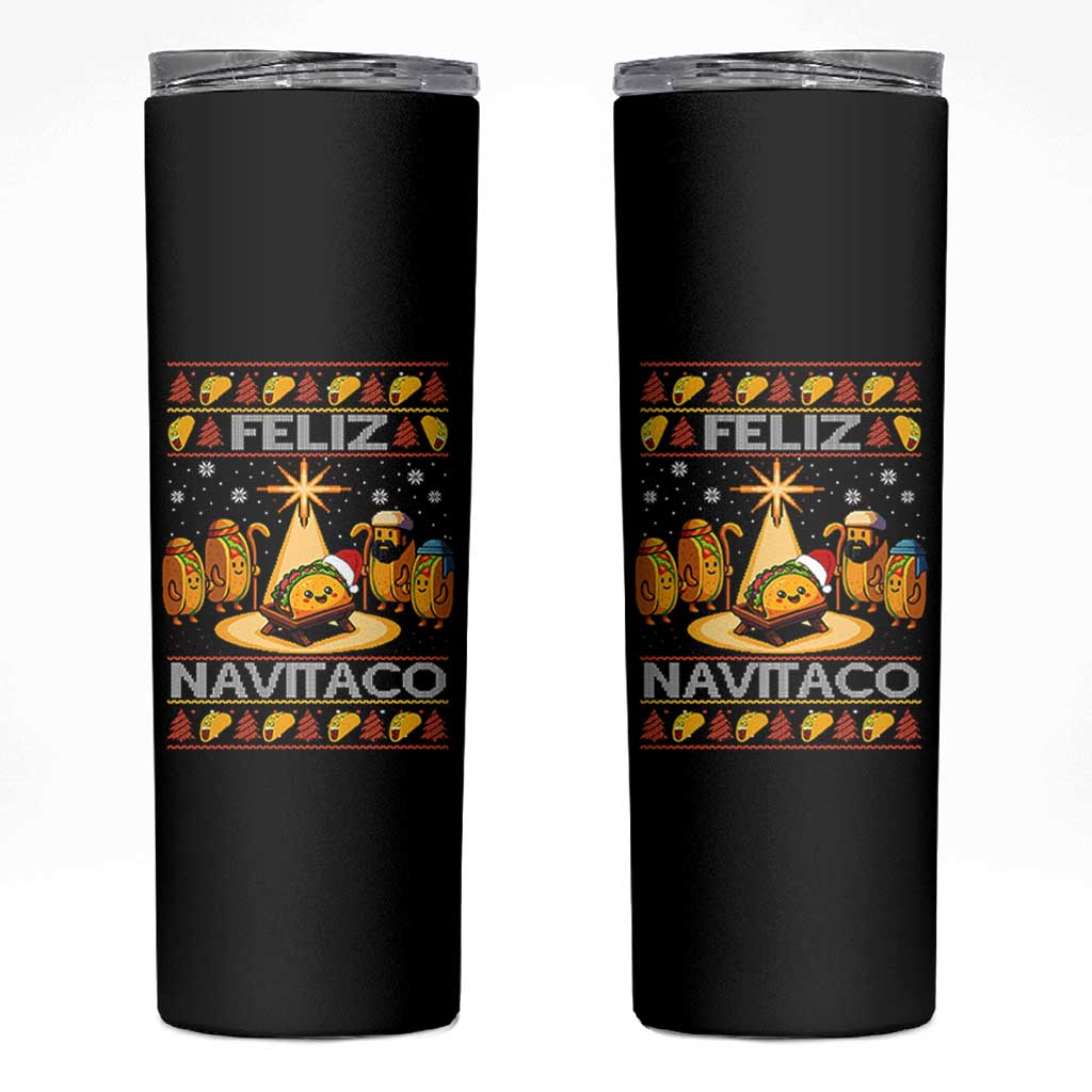 Funny Tacos Christmas Nativity Scene Skinny Tumbler Feliz Navitaco Mexican Food - Wonder Print Shop