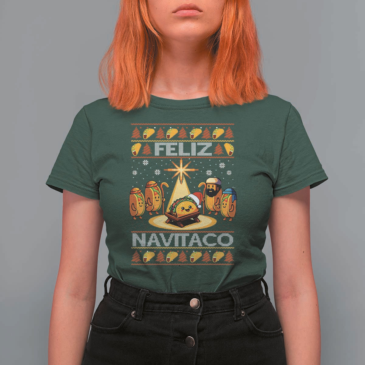 Funny Tacos Christmas Nativity Scene T Shirt For Women Feliz Navitaco Mexican Food - Wonder Print Shop