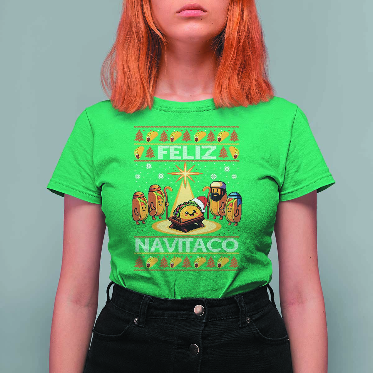 Funny Tacos Christmas Nativity Scene T Shirt For Women Feliz Navitaco Mexican Food - Wonder Print Shop