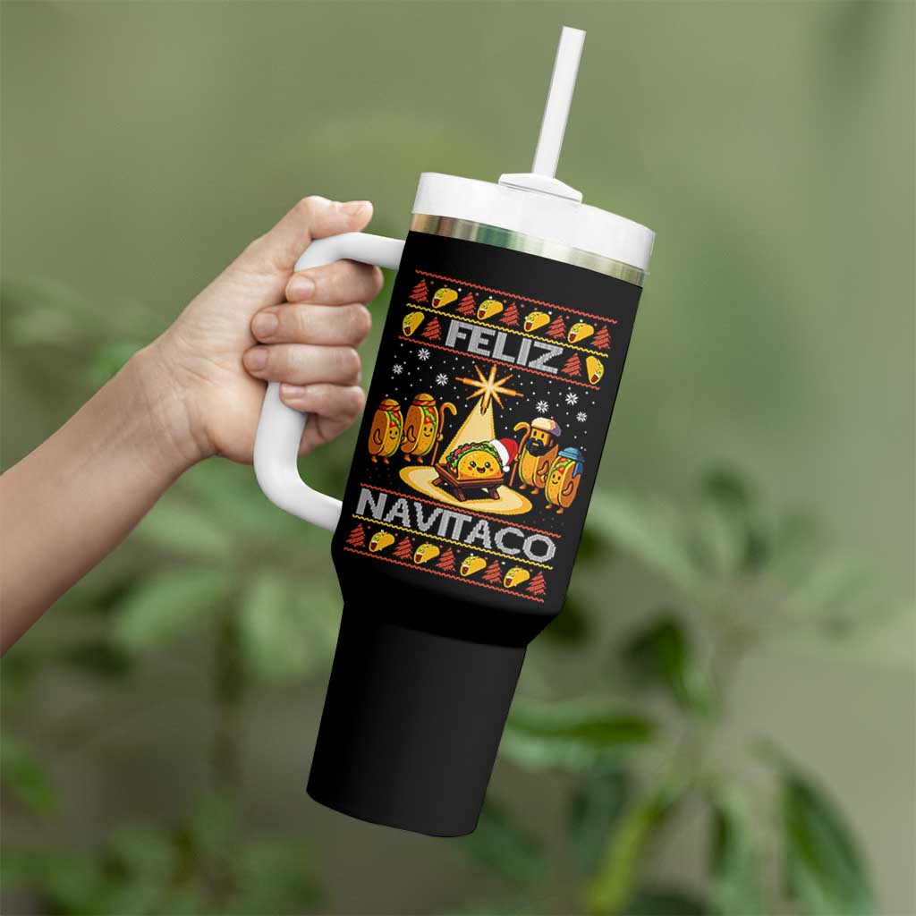 Funny Tacos Christmas Nativity Scene Tumbler With Handle Feliz Navitaco Mexican Food - Wonder Print Shop