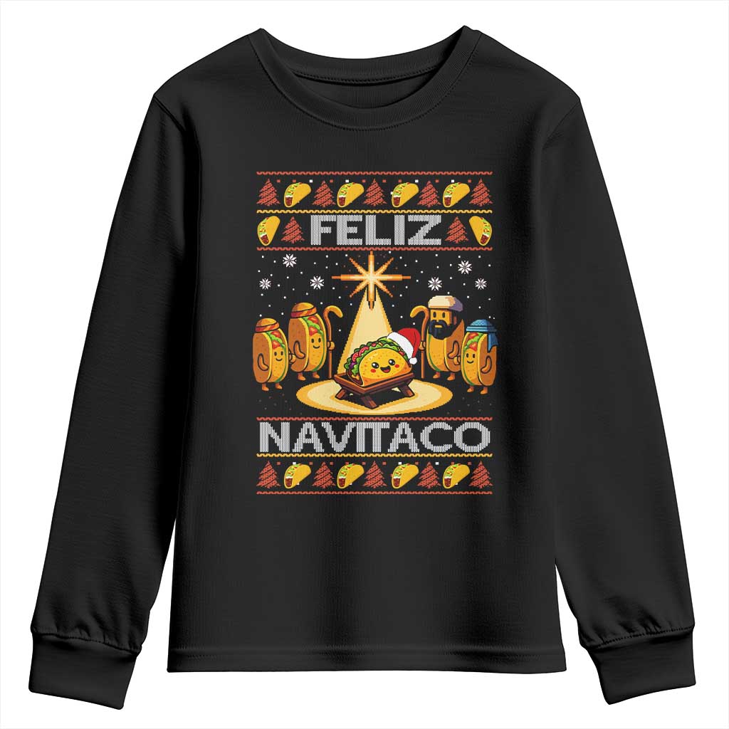Funny Tacos Christmas Nativity Scene Youth Sweatshirt Feliz Navitaco Mexican Food - Wonder Print Shop