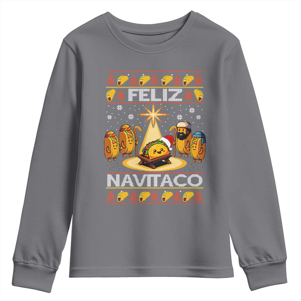 Funny Tacos Christmas Nativity Scene Youth Sweatshirt Feliz Navitaco Mexican Food - Wonder Print Shop
