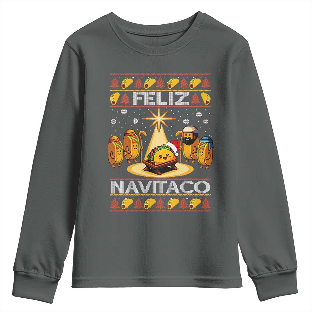 Funny Tacos Christmas Nativity Scene Youth Sweatshirt Feliz Navitaco Mexican Food - Wonder Print Shop